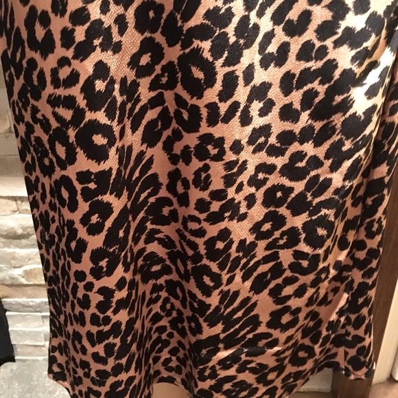 sale SATIN SKIRT LEOPARD PRINT MIDI SKIRT - Picture 6 of 8